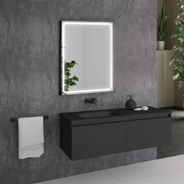 Mia-1 spejl med matsort ramme & front LED lys 60x80 cm